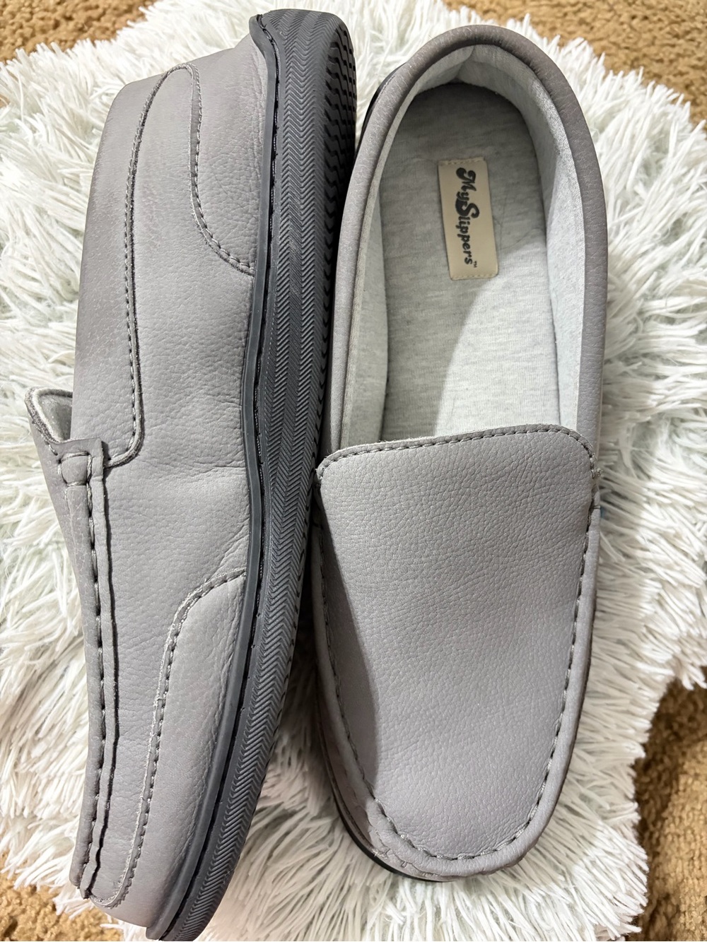 My Slippers Men’s Slip-On Loafer in Light Gray - Soft Padded Comfort Size 13 - Picture 3 of 9